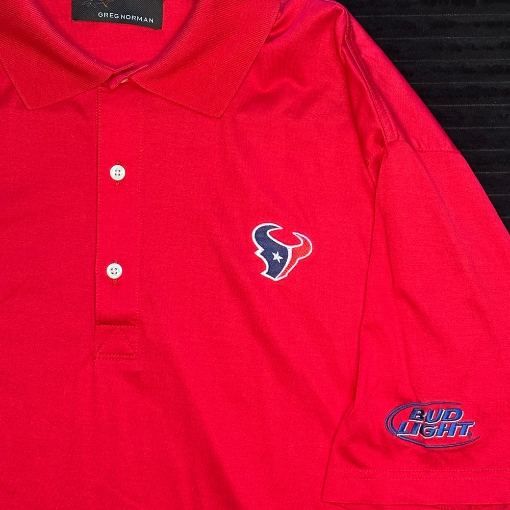 Greg Norman Collection Red Houston Texans Polo with Bud Light Logo